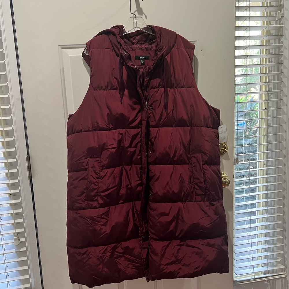 Ellos Burgundy Puffer Vest